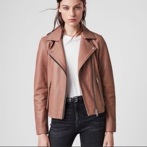 Allsaints Dalby leather jacket - dusty rose - US6